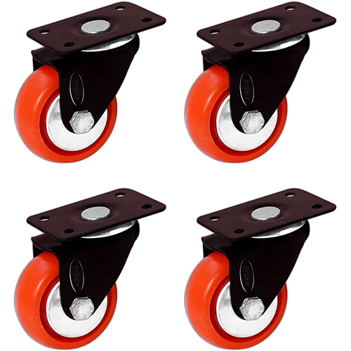 Moveable PU Red Caster Wheel - PU Material | 8x3 Inch Size, Supports Load Up to 1000 kg, Available in 4", 6" & 8" Sizes