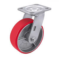 150x50 Pu Heavy Duty Swivel Caster Wheel - Pu Material, 6 Inch Size, Silver & Red Color | 500 Kg Load Capacity, 150x50 Mm Top Plate, Indoor & Outdoor Use