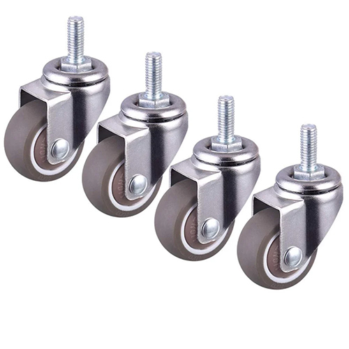 Trolley Castor Wheel - PU Material, 100x50mm to 200x50mm Sizes, Silver Color, Height Options 142-240mm | Load Capacity up to 600 kg, Sleek Polished Finish