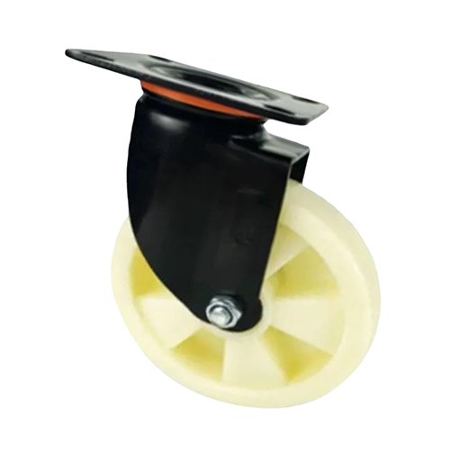 Industrial Trolley Caster Wheel - PU Material, 100x40 Inch, Black & Yellow Design | 600 kg Load Capacity, Polished Finish, 4x2.5 Inch Wheels