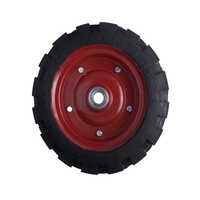 Solid Rubber Wheel - High-quality Rubber, 12x3 Inches Size, Black & Red Color | 500 Kg Load Capacity For Heavy Industry And Trolley Applications