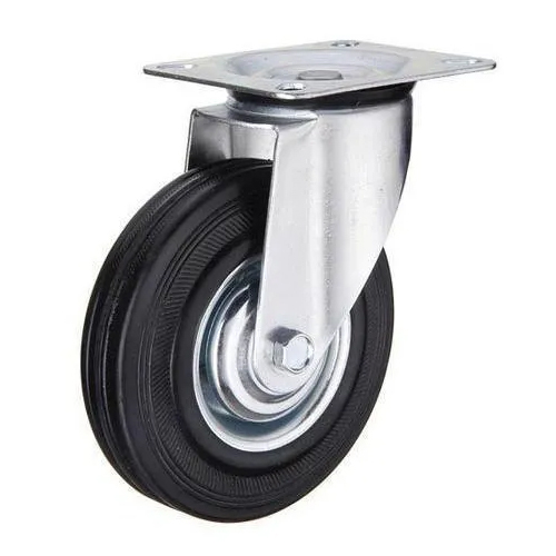 Black Rubber Caster Wheel - Hole Size: 11X21 Millimeter (Mm)