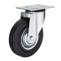 Black Rubber Caster Wheel - 4x1.5 Inch, 100-500kg Load Capacity | Silver & Black, 112x100 Mm Top Plate, Smooth & Quiet Ride