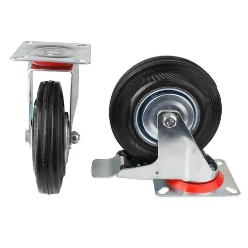 Heavy Duty Industrial Rubber Caster Wheel - Color: Black