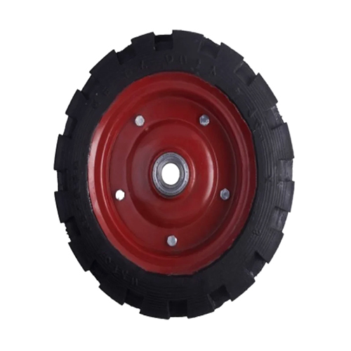 Solid Rubber Wheel - Durable Rubber Material, 12x3 Inch Size, Black & Red Finish | 500 kg Load Capacity, Excellent Traction on Uneven Surfaces