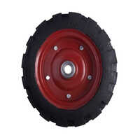 Solid Rubber Wheel - Durable Rubber Material, 12x3 Inch Size, Black & Red Finish | 500 Kg Load Capacity, Excellent Traction On Uneven Surfaces