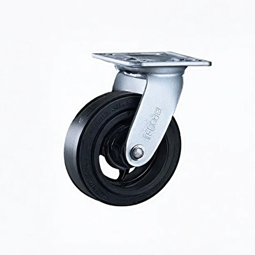 Solid Rubber Wheel - Rubber Material, 4x1.5 Inch Size | Silver & Black Color, 200 kg Load Capacity, Polished Finish for Durability