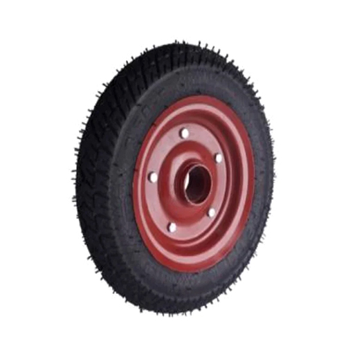 Pnumatic Wheel With Shaft Caster - Color: Black & Red