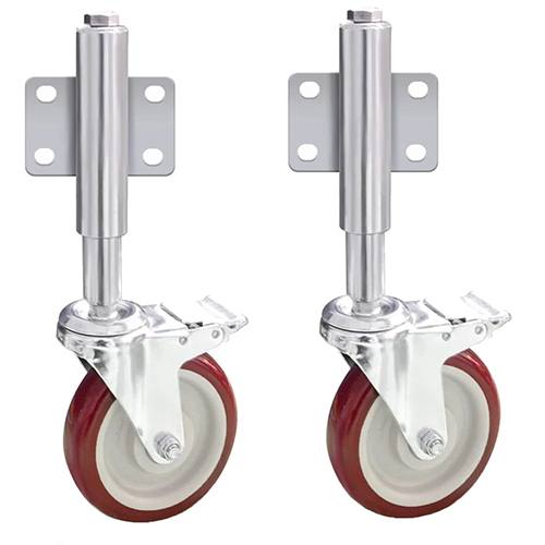 Spring Loaded Caster Wheel - Color: Red & Silver