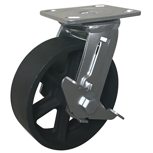 Cast Iron Swivel Caster Wheel - Color: Silver & Black