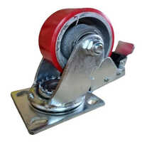 Red Pvc Single Ball Bearing Caster Wheel Brake - Nylon, 2-inch Size, Vibrant Red Color | Smooth Movement Up To 100 Kg Load Capacity, Polished Finish