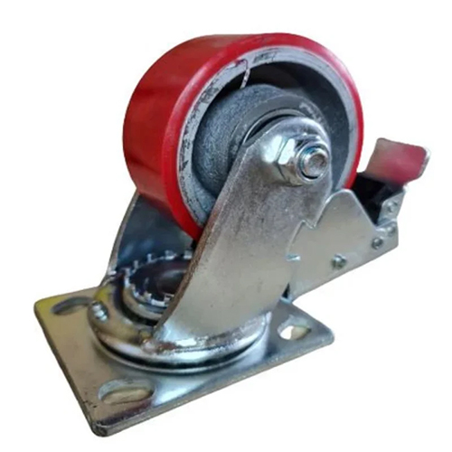 Red Pvc Bolt Caster Wheel Brake - Color: Silver