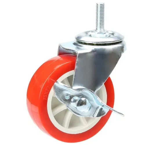 Red And White Pvc Castor Wheel - Height: 110