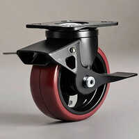 Maroon Pvc Caster Wheel Brake - Pvc Material, 3" Size, Load Capacity Up To 500 Kg | Ideal For Heavy-duty Industrial Applications