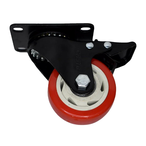 Double Lock PVC Red Caster Wheel
