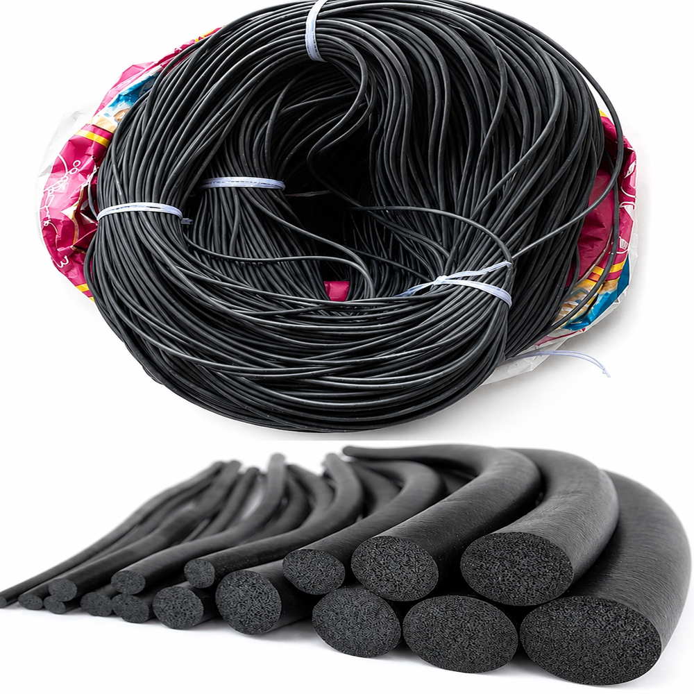 EPDM Rubber Cord - 2-6 mm Thickness, Black Color , 40-90 A Hardness
