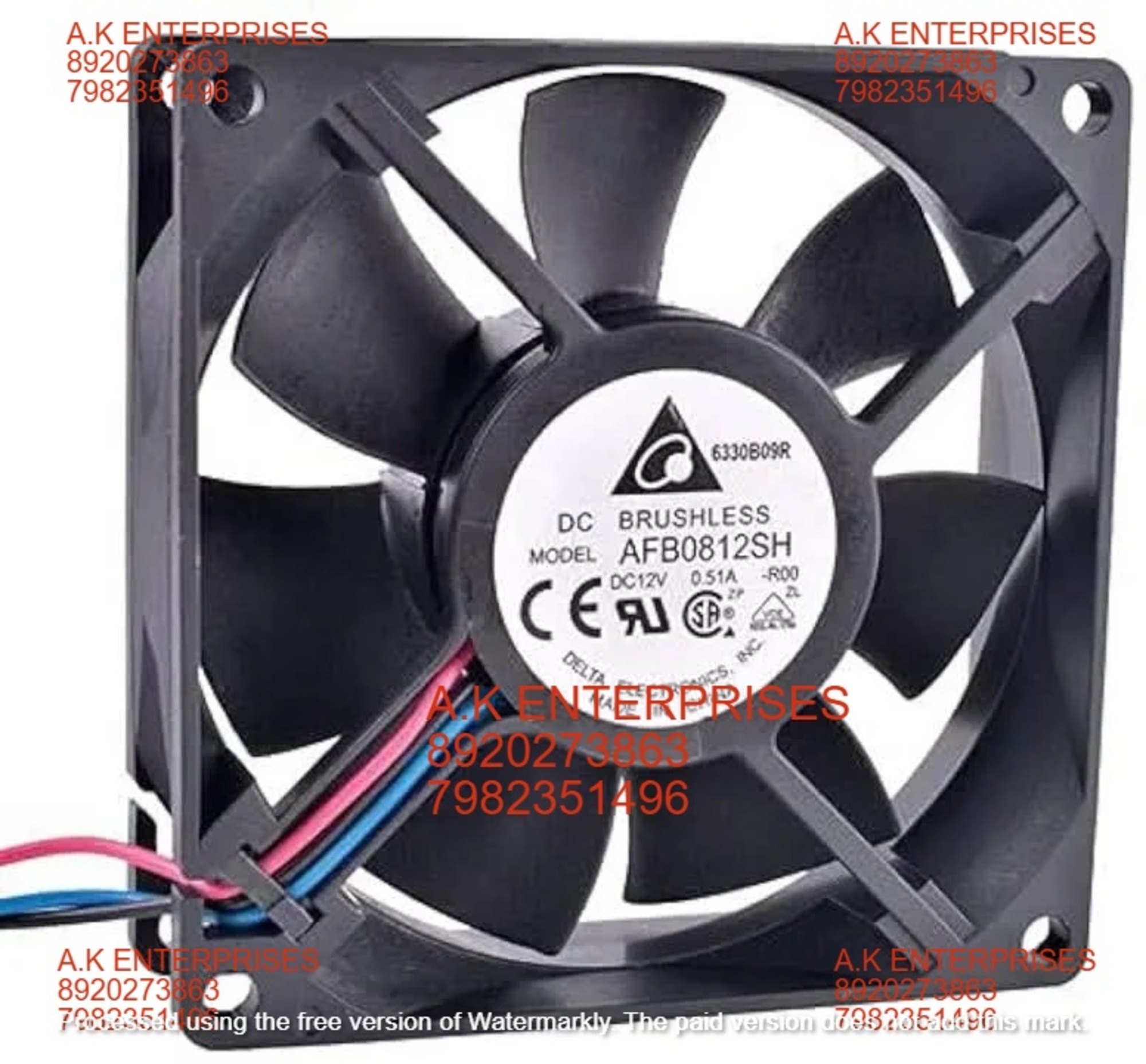 DELTA AFB0812SH Delta Cooling Fan BLACK 12V DC 0.51 A 80*80*25mm
