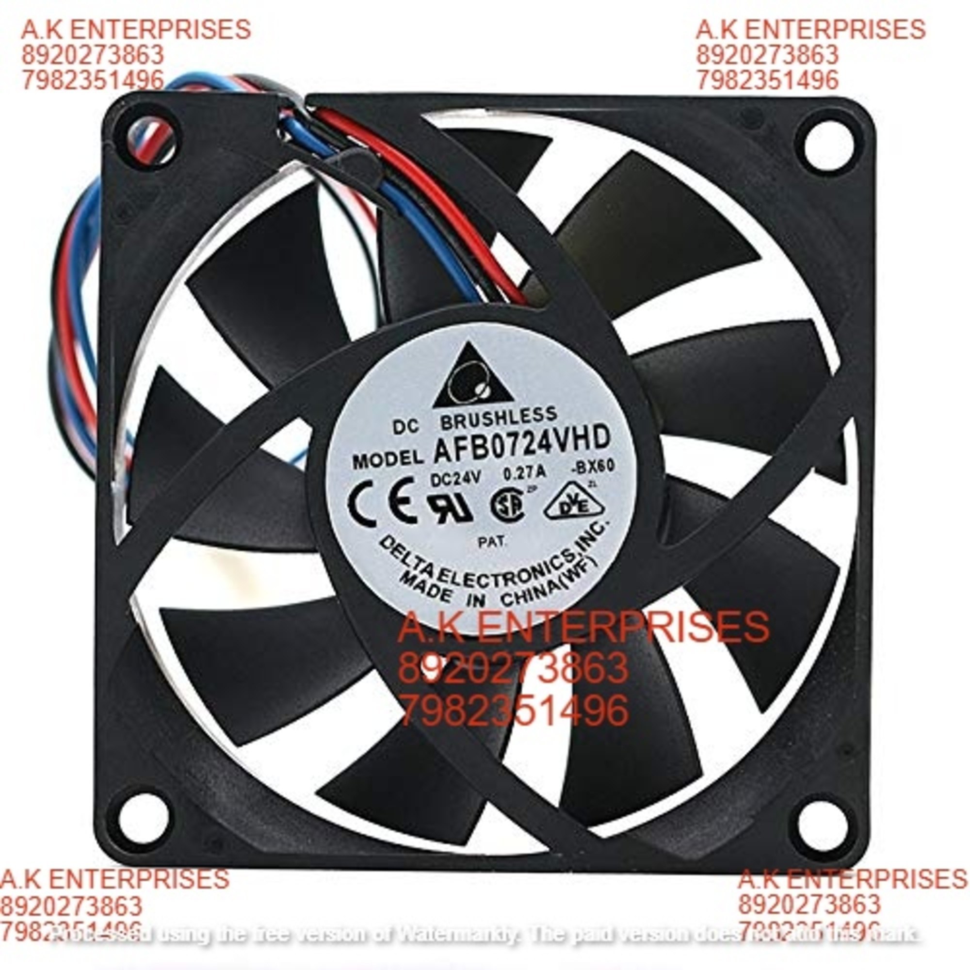 Delta AFB0724VHD,Server Cooler Fan Delta AFB0724VHD DC 24V 0.27A, Dual Ball Bearing Cooling Fan