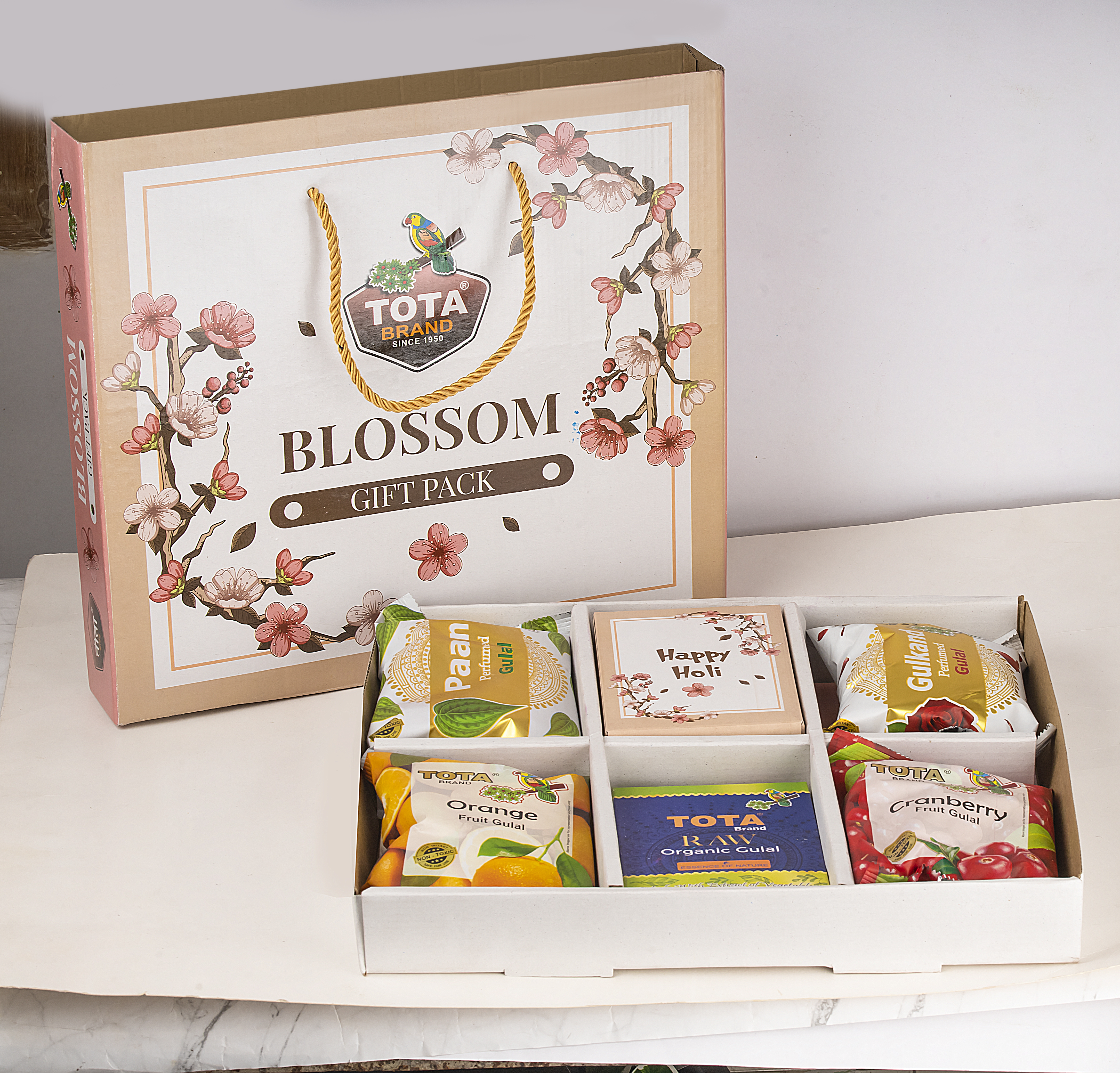 Tota Blossom Gift Pack - Multicolor Gulal & Padaka | Eco-friendly, Skin Friendly, Soft Texture, Perfect For Holi Celebrations