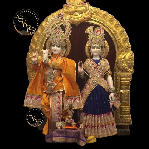 4.5 Feet Radha Krishna Statue Set - Color: White