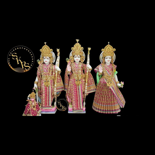 Polished Marble Ram Laxman Janki Statue Set - Size: Different Size