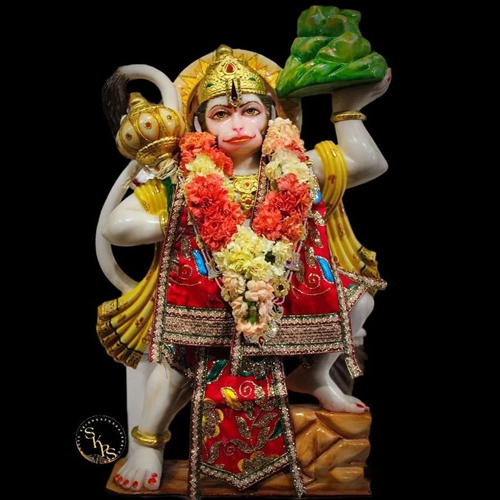 6 Feet Marble Hanuman Statue