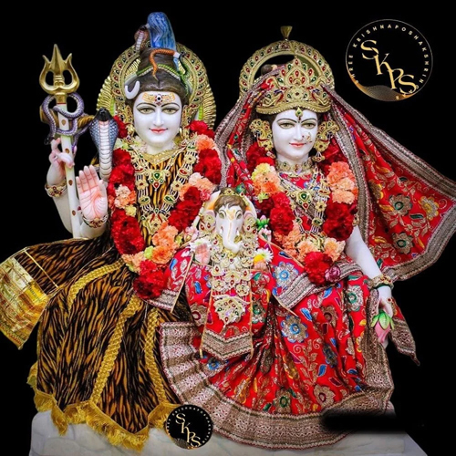 5 Feet Marble Shiv Parvar Statue