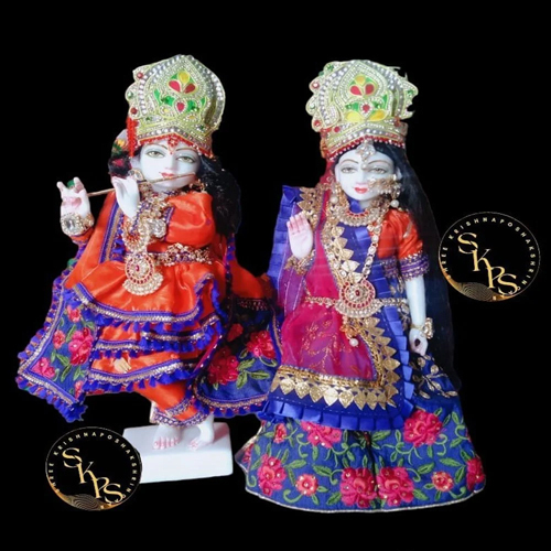 3 Feet Marble Bal Krishna Radha Statue Set - Regional Style: Indian