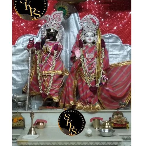 4.2 Feet Marble Radha Krishna Statue Set