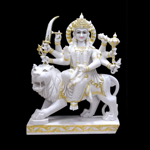 30 Inch Marble Durga Maa Statue - Color: White