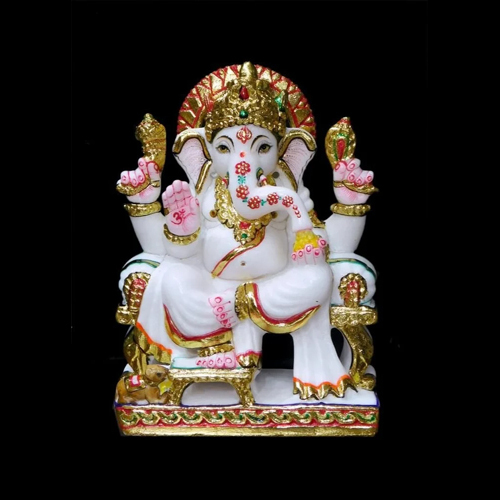 18 Inch Marble Ganesh Statue