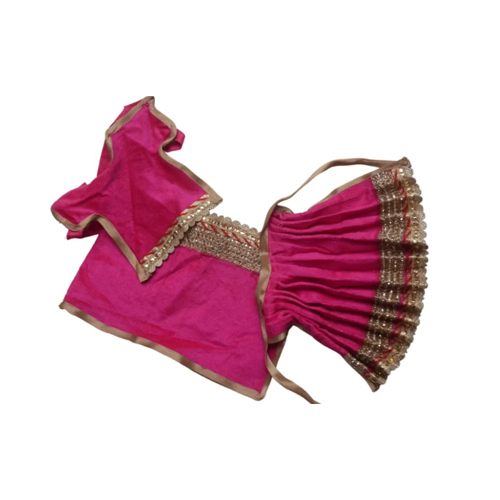 Dark Pink Silk Durga Mata Dress Set - Feature: Washable