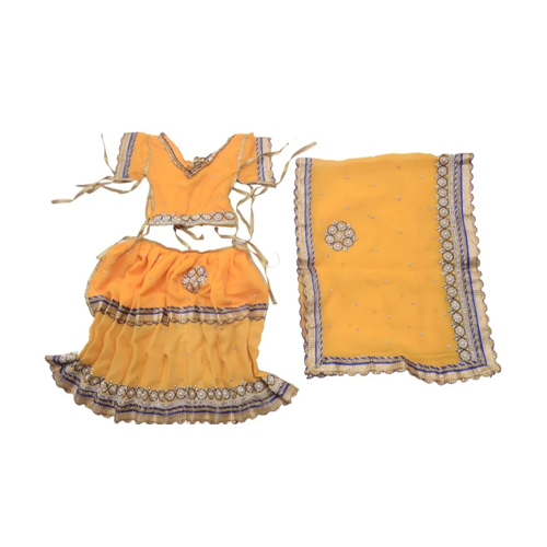 Yellow Silk Durga Mata Dress Set - Feature: Washable