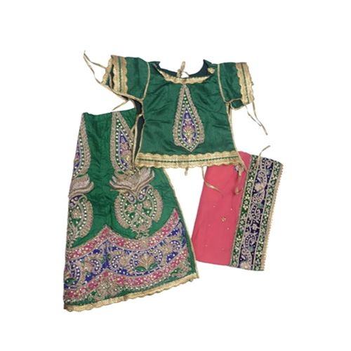 Green Georgette Radha Krishna Dress Set - Feature: Washable