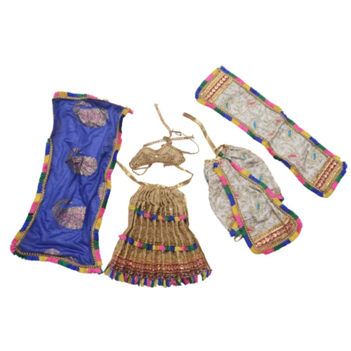 Georgette Radha Krishna Dress Set - Color: White And Blue