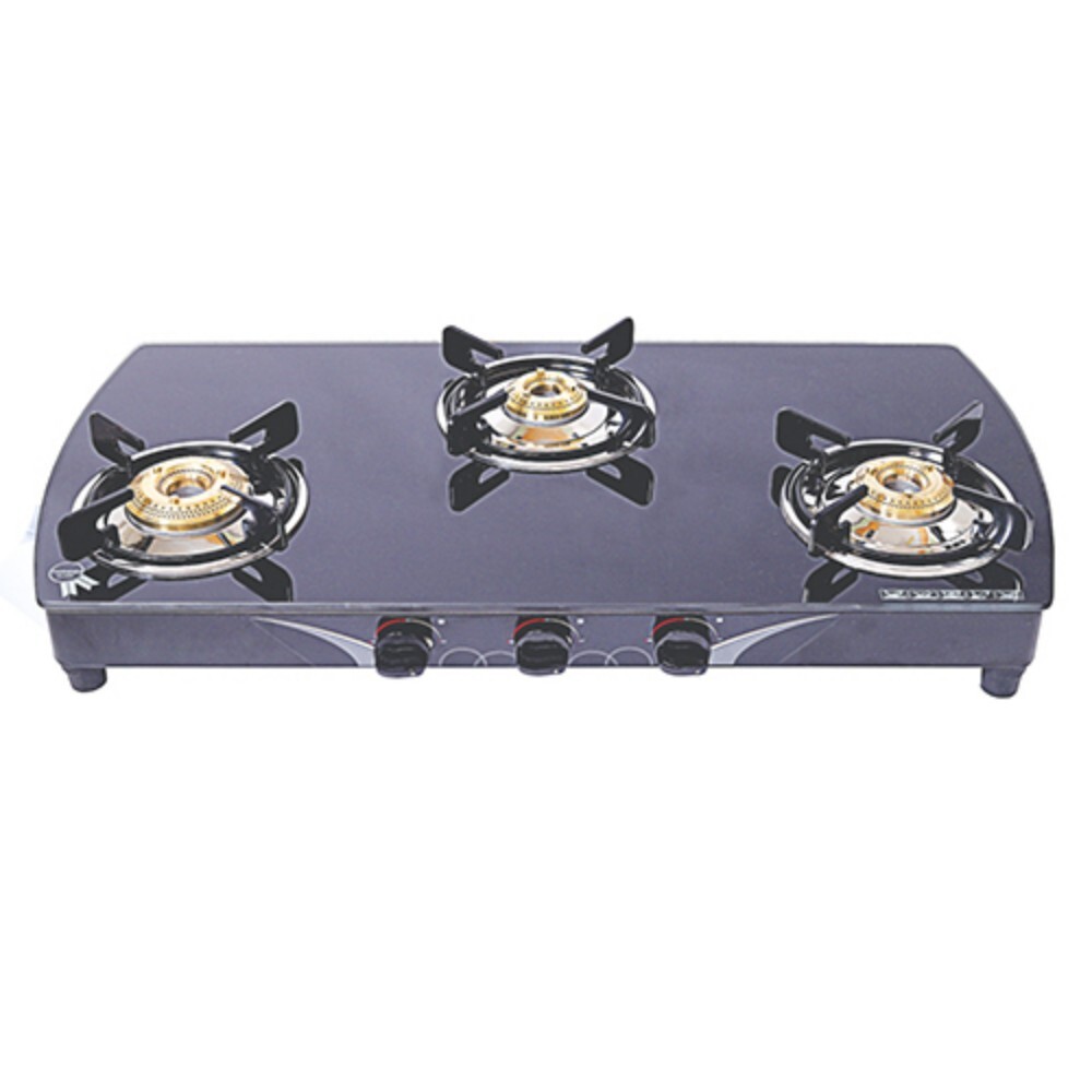 Sgt 3B Pl 80 3 Burner Toughened Glass Stove - Ignition Type: Manual