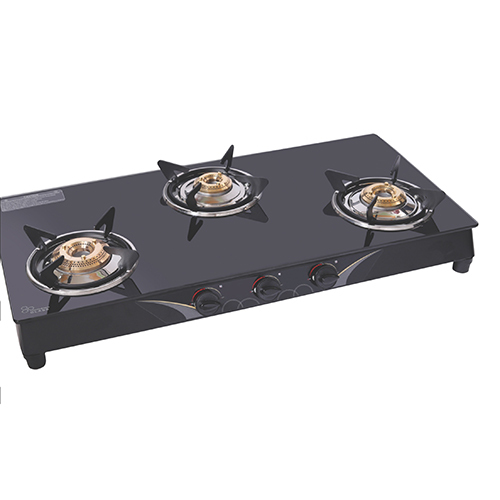 Deluxe 3 Burner Toughened Glass Stove - Ignition Type: Manual