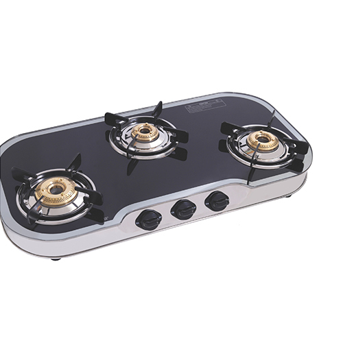 Pearl 3 Burner Toughened Glass Stove - Ignition Type: Manual