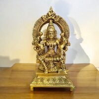 Brass Decorative Lakshmi Murti | Divine Idol for Festival Decoration & Blessings | Brass Lakshmi Statue ( Yellow, 7 inch)