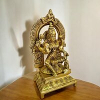 Brass Decorative Lakshmi Murti | Divine Idol for Festival Decoration & Blessings | Brass Lakshmi Statue ( Yellow, 7 inch)