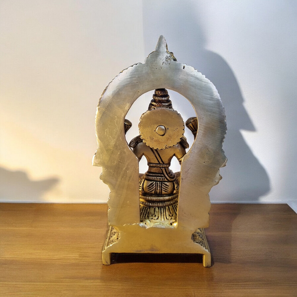 Brass Decorative Lakshmi Murti | Divine Idol For Festival Decoration & Blessings | Brass Lakshmi Statue ( Yellow, 7 Inch)