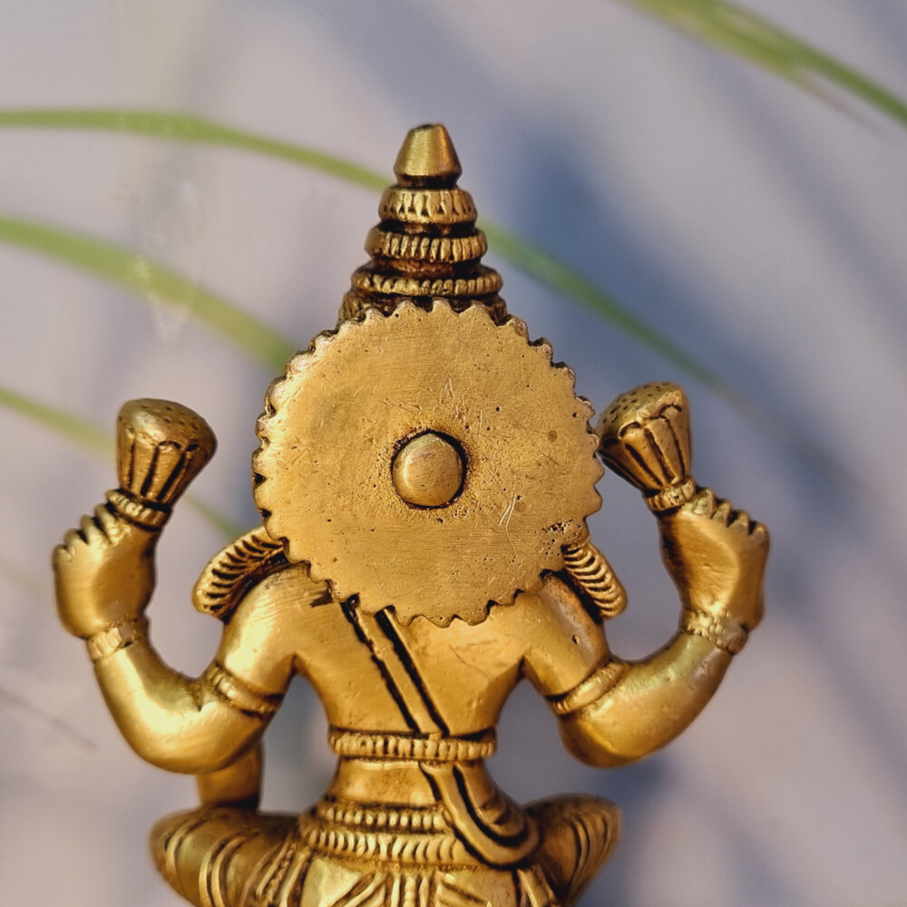 Brass Lakshmi Handmade Statue | Divine Idol For Housewarming Blessings & Home Decor | Brass Lakshmi Murti ( Yellow, 5 Inch) - Color: Yellow