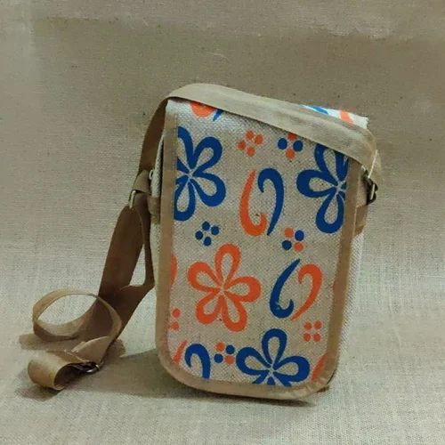 Mens Printed Jute Sling Bag