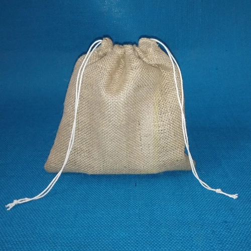 Jute Potli Bag With Thread Handles - Color: Brown