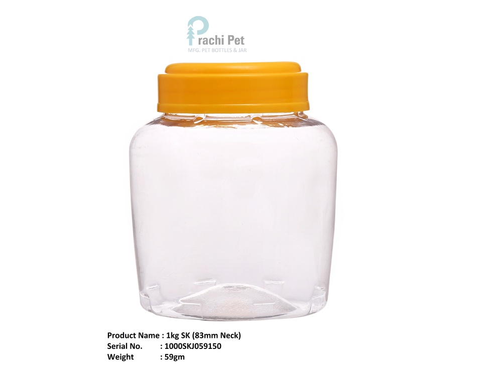 1Kg Capacity Plastic Pet Jar - Color: Transparent