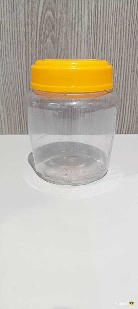1kg Capacity Plastic Pet Jar - 1 Kg Size, Transparent Yellow Color, Hard Plastic Material, 59g Weight, Ideal For Ghee Storage And Cooking