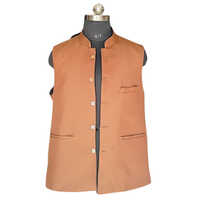 Mens Brown Color Ethnic Modi Jacket - Cotton Wool Blend, Available in S to XL Sizes, Washable, Modern Design for Winter Wear