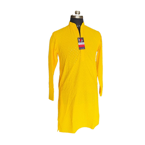 Men's Yellow Cotton Kurta