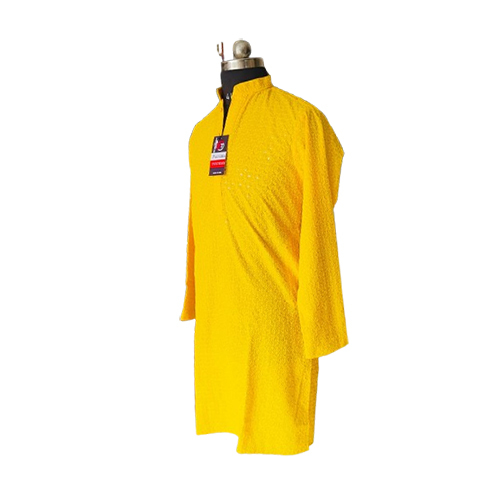 Men's Yellow Cotton Kurta