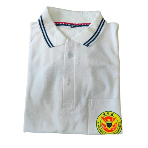 Mens White Color Collar T-Shirt